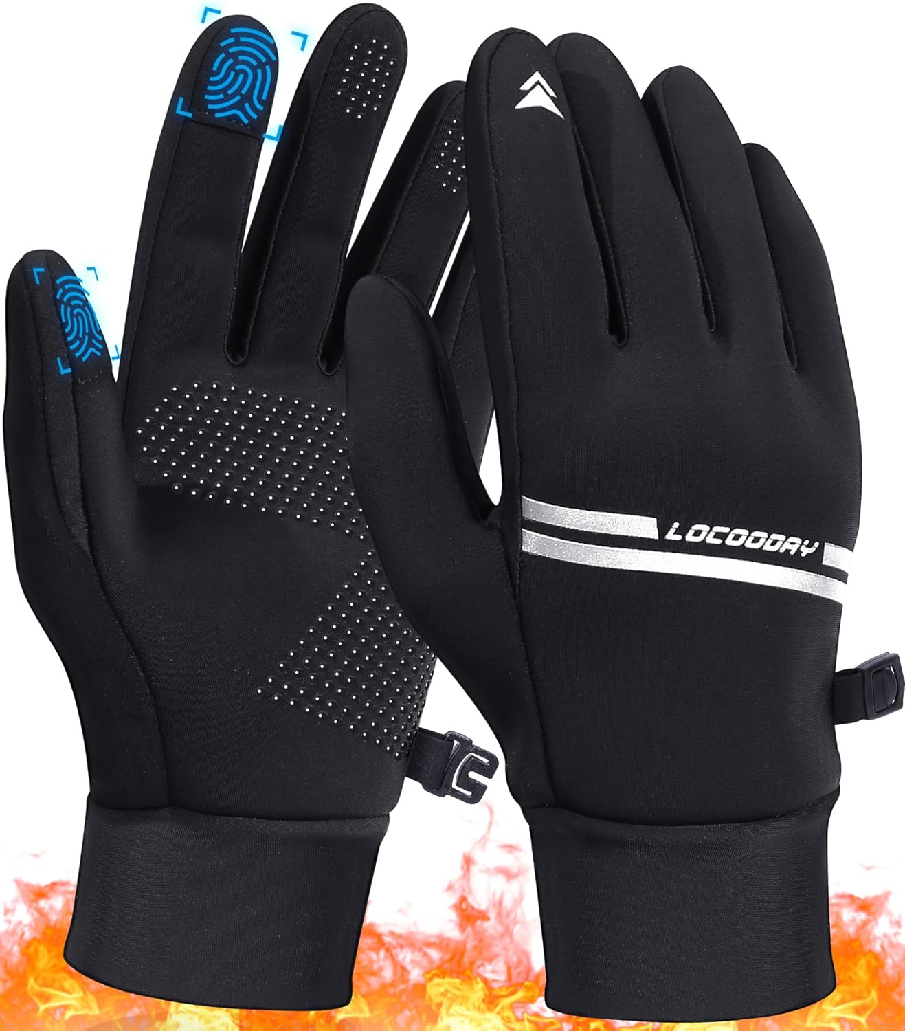 Black LOCOODAY Unisex Adult Running Gloves