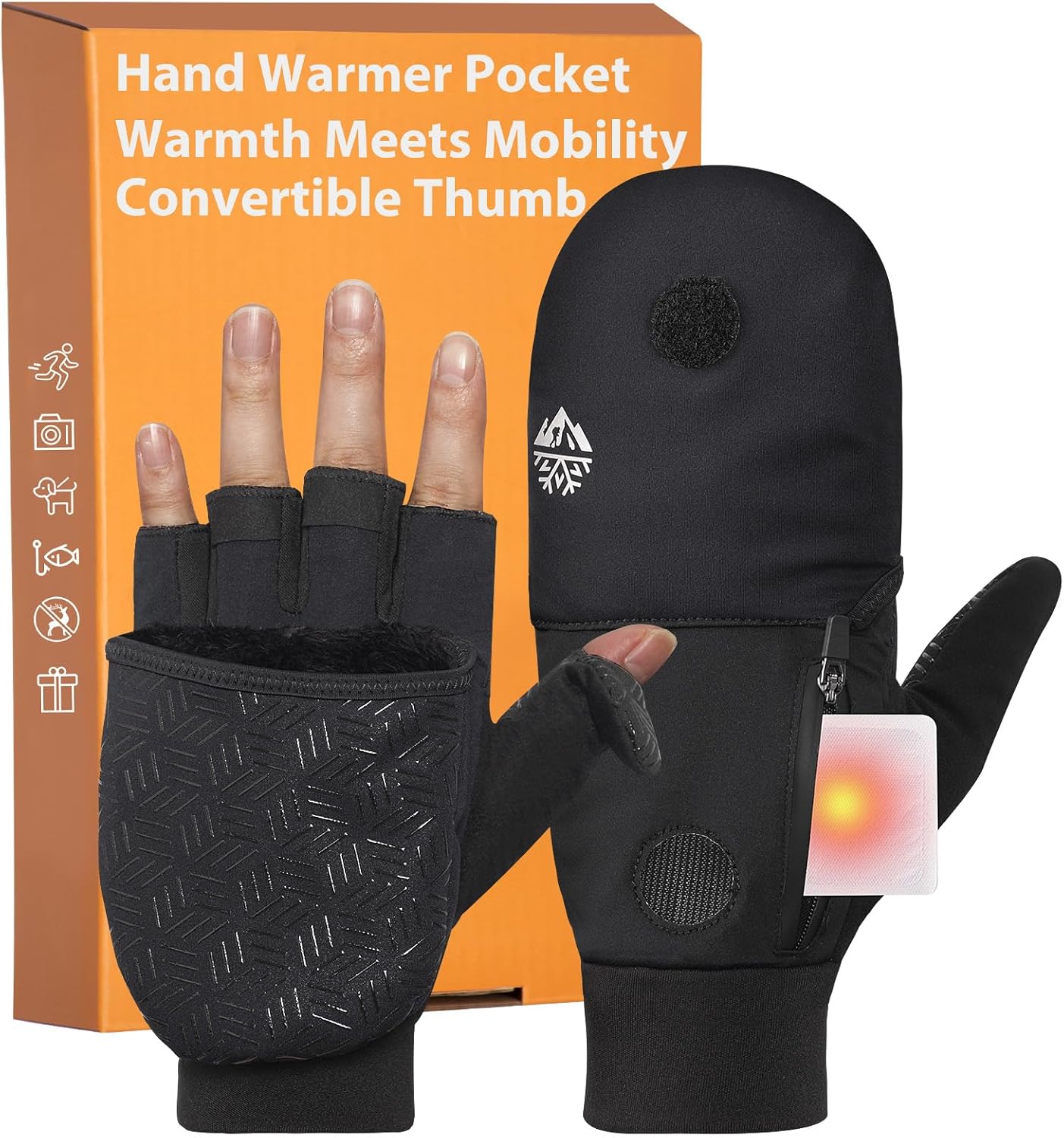 Person running in winter wearing RIGWARL convertible gloves