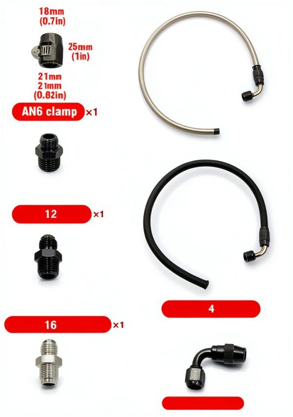 WnSEu Power Steering Hose Kit for Chevy C10 LS Swap Black Silver 25in-3