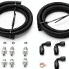 PQY Power Steering Hose Kit AN6 Black Aluminum Nylon 2000 PSI-0
