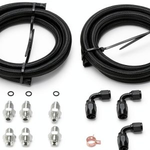 PQY Power Steering Hose Kit AN6 Black Aluminum Nylon 2000 PSI-0