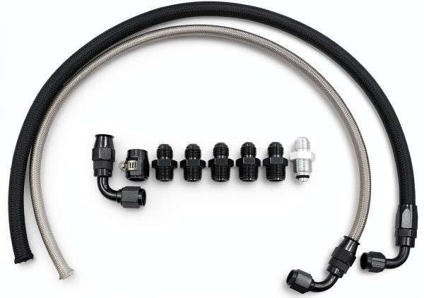 WnSEu Power Steering Hose Kit for Chevy C10 LS Swap Black Silver 25in-4